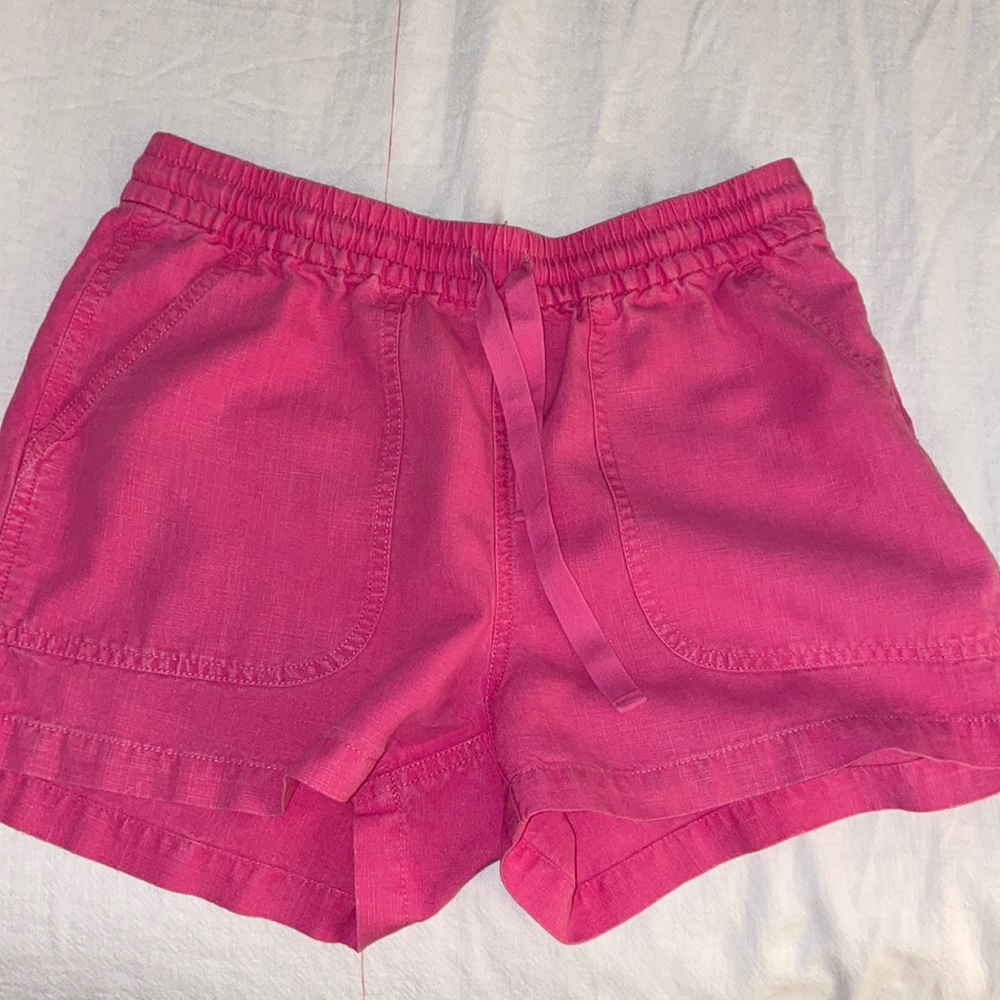 J crew seaside short in linen blend pink